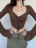 Fairy Grunge Crop Top - Women's Flare Sleeve Drawstring Tee, - In Control Clothing
