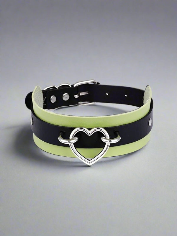 Fairy Grunge Punk Collar Necklace with Two-Tone Heart -Aesthetic Jewelry