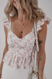 Floral Flutter Peplum Tank Top