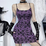 Floral Print Purple Mini Dress - In Control Clothing