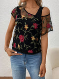 Floral Short Sleeve Sheer Top