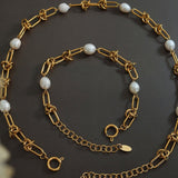 Freshwater Pearl Titanium Steel Necklace - In Control Clothing