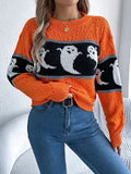 Ghost Round Neck Long Sleeve Sweater - In Control Clothing