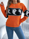 Ghost Round Neck Long Sleeve Sweater - In Control Clothing