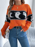 Ghost Round Neck Long Sleeve Sweater - In Control Clothing