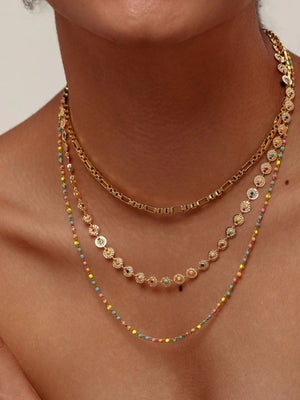 Gold-Plated Layered Resin Bead Necklace