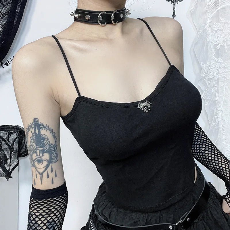 Goth GF Camisole Black Crop Top - In Control Clothing