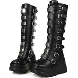Goth Platform Combat Wedge Boots