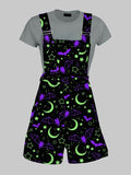 Gothic Celestial Overall Shorts - In Control Clothing