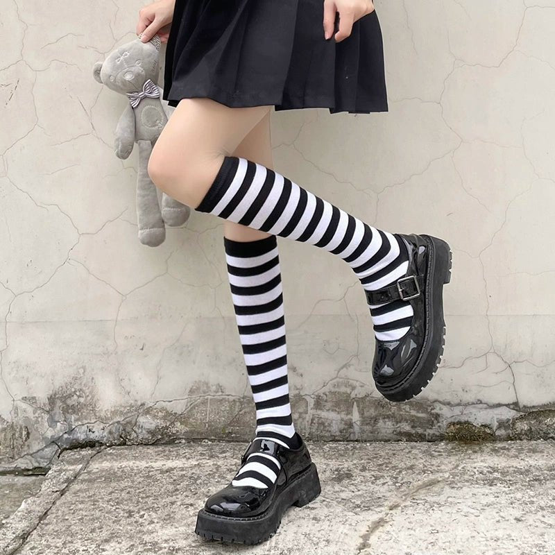 Gothic Emo Long Socks - In Control Clothing