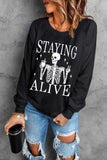 Gothic Skull Graphic Long Sleeve Sweatshirt for Women - In Control Clothing