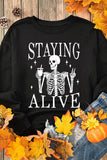 Gothic Skull Graphic Long Sleeve Sweatshirt for Women - In Control Clothing