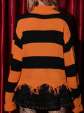 Gothic Striped Turtleneck Long Sleeve Sweater - In Control Clothing