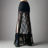 Gothic Style Lace Patchwork Long Maxi Skirt - In Control Clothing