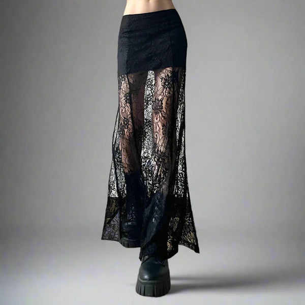 Gothic Style Lace Patchwork Long Maxi Skirt