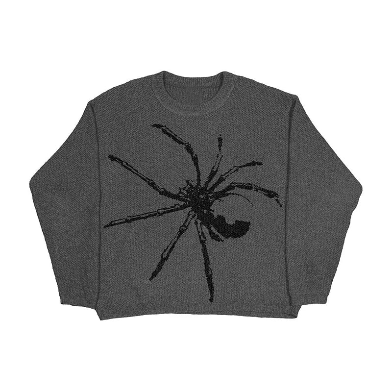 Gothic Y2k Cotton Grey Sweater - In Control Clothing