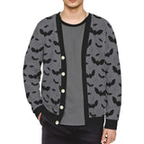 Men's Goth Novelty Bat Print Sweater Cardigan