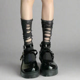 Grunge Punk Ripped Mid Crew Socks - In Control Clothing