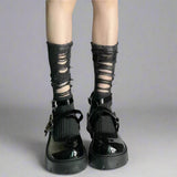 Grunge Punk Ripped Mid Crew Socks - In Control Clothing