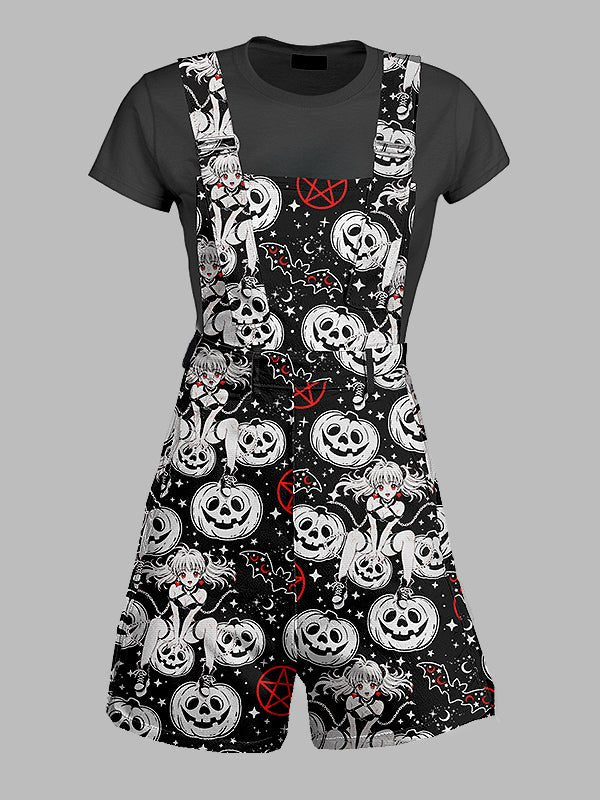 Halloween Anime Overall Shorts - In Control Clothing