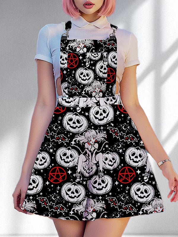 Halloween Goth Pentagram Overall Dress
