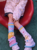 Harajuku Candy Striped Star Leg Warmers - Y2K Women Knit Socks - In Control Clothing