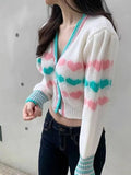 Heart Pattern Crop Cardigan Sweater - In Control Clothing