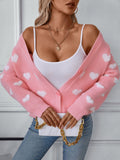 Heart V - Neck Button Up Long Sleeve Cardigan