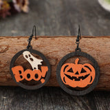 Hollow Pumpkin & Letter Wooden Earrings - In Control Clothing