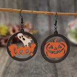Hollow Pumpkin & Letter Wooden Earrings - In Control Clothing