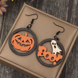 Hollow Pumpkin & Letter Wooden Earrings - In Control Clothing