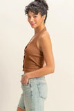 HYFVE Halter Neck Buttoned Washed Top