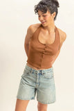 HYFVE Halter Neck Buttoned Washed Top