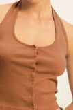 HYFVE Halter Neck Buttoned Washed Top