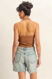 HYFVE Halter Neck Buttoned Washed Top