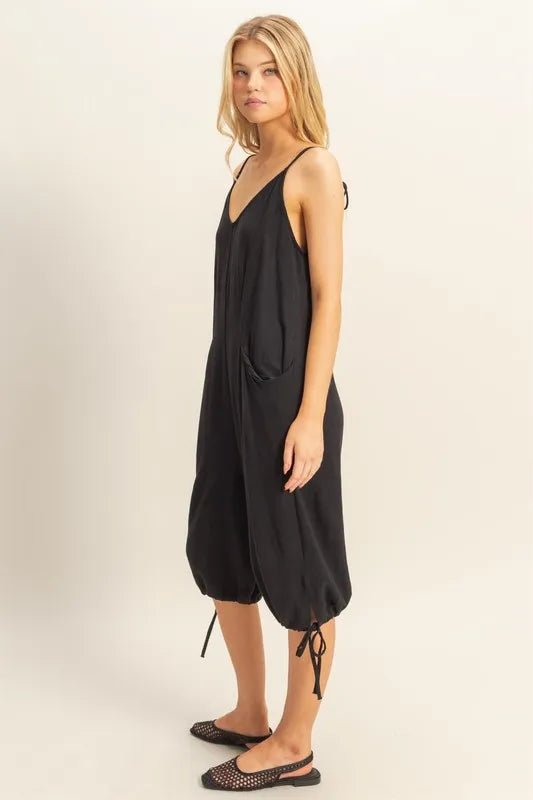 HYFVE V-Neck Pocket Detail Side Tie Hem Romper