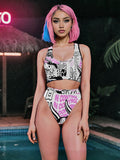 Japanese Hannya Mask Pattern Swimsuit - In Control Clothing
