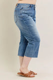 Judy Blue Plus Size High Waist Back Destroy & Raw Cut Hem Crop Wide