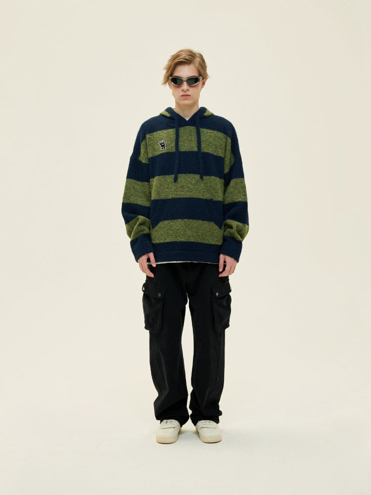 Kangaroo Stripes Hooded Casual Loose Pullover - In Control Clothing