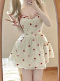 Kawaii 2 Piece Mini Dress Set – Floral Sleeveless Dress with Cardigan - In Control Clothing