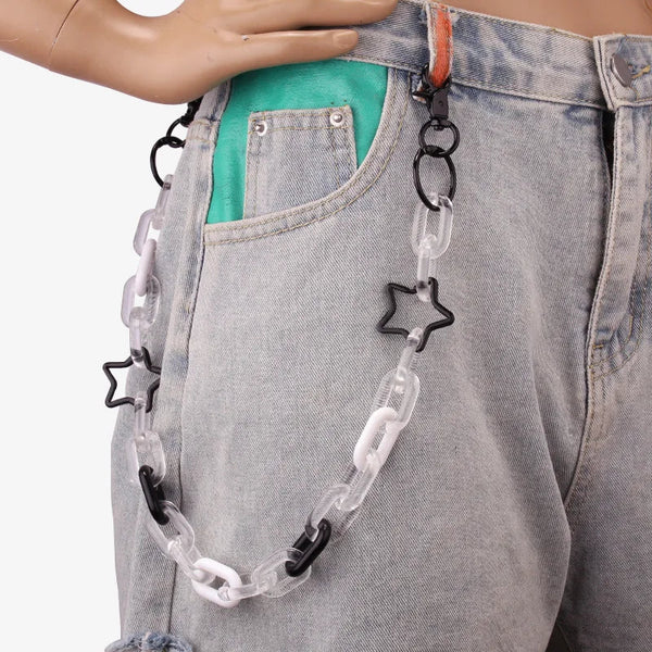 Kawaii Black Star Acrylic Key Chains - Belt Loop Pants Chain