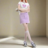 Kawaii Fashion Lilac Cotton Mini Skirt - In Control Clothing