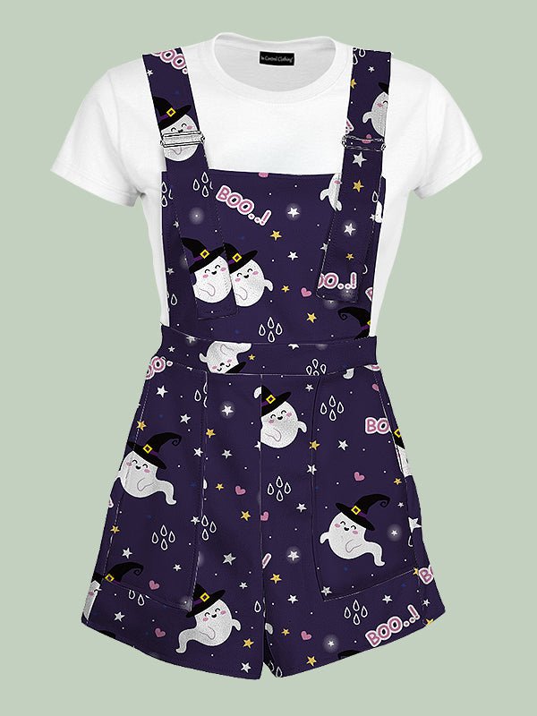 Kawaii Ghost Halloween Overall Shorts