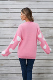 Kawaii Heart Dropped Shoulder Long Sleeve Sweater