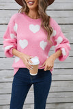 Kawaii Heart Dropped Shoulder Long Sleeve Sweater