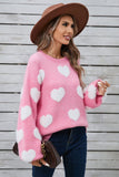 Kawaii Heart Dropped Shoulder Long Sleeve Sweater