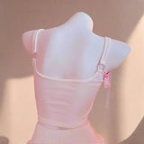 Kawaii Plush Rabbit Ear Camisole | Y2K Fairy Kei Style Lace Crop Top for Women - In Control Clothing