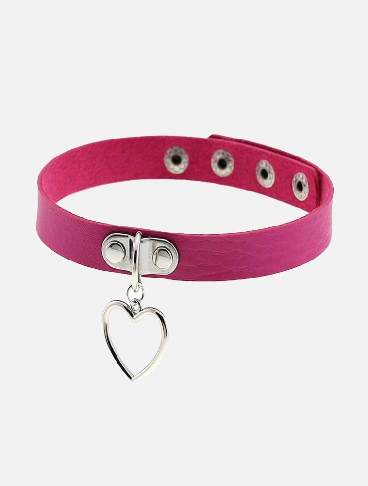 Kawaii Rose Red Style Heart Pendant Choker Necklace - In Control Clothing