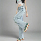 Kawaii Streetwear Blue High Waist Jeans - In Control Clothing