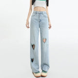 Kawaii Streetwear Blue High Waist Jeans - In Control Clothing